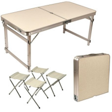 стіл-валіза зміцнений 120х60х70см. (МДФ, алюм. каркас) + 4 стільці  МН-5363-3  (1)