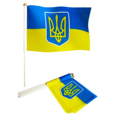 прапор України 14х21см. з гербом настільний  780011  (10/100)