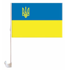 прапор України 30х45см. з тризубом для авто зі штоком  781012  (10/400)