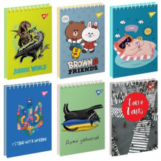 блокнот YES А7/80арк. на одинарній спіралі. карт. обл. (верхня спіраль)  (6/336)