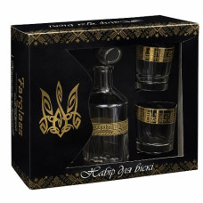 набір для віскі графін + 4 склянки (обертове золото)