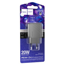 зарядний пристрій Hoco Rico PD20W + QC3.0 на USB + 1 Type-C  CS25A