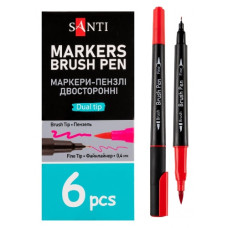 маркер акварельний Santi Brush Pen двосторонній червоний  SW-05/391005  (6/144/1152)