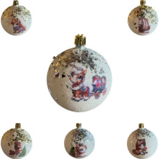 кульки ялинкові "символ року конячка наклейка + бите скло"  8см.  (6/192)