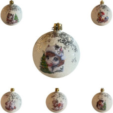 кульки ялинкові "символ року конячка наклейка + зірочки"  8см.  (6/192)