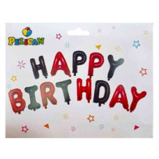 набір кульок-літер фольгованих Pelican "Happy Birthday" 13шт. 40см. червоно-чорні  837107