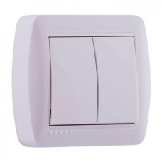 вимикач зовнішній Lezard Demet 2 клавішs, білий  711-0200-101