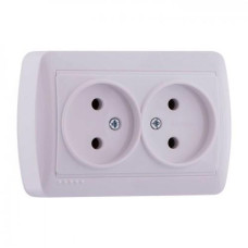 розетка зовнішня Lezard Demet подвійна, без заземлення, біла  711-0200-128