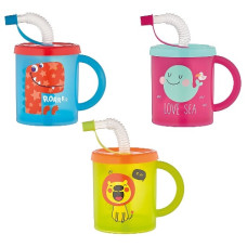 кухоль пластиковий з малюнком Руббі 210мл. з трубочкою  142003 (24)