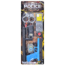 набір зі зброєю 7 предм. (пістолет, палиця, рація, наручники, значок) на бліст. 58х21х3см. 2327 (72)