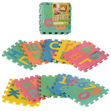 килимок Мозаїка EVA укр. алфавіт + цифри 10дет. в кул. 29х29х8см.  М 2736  (12)